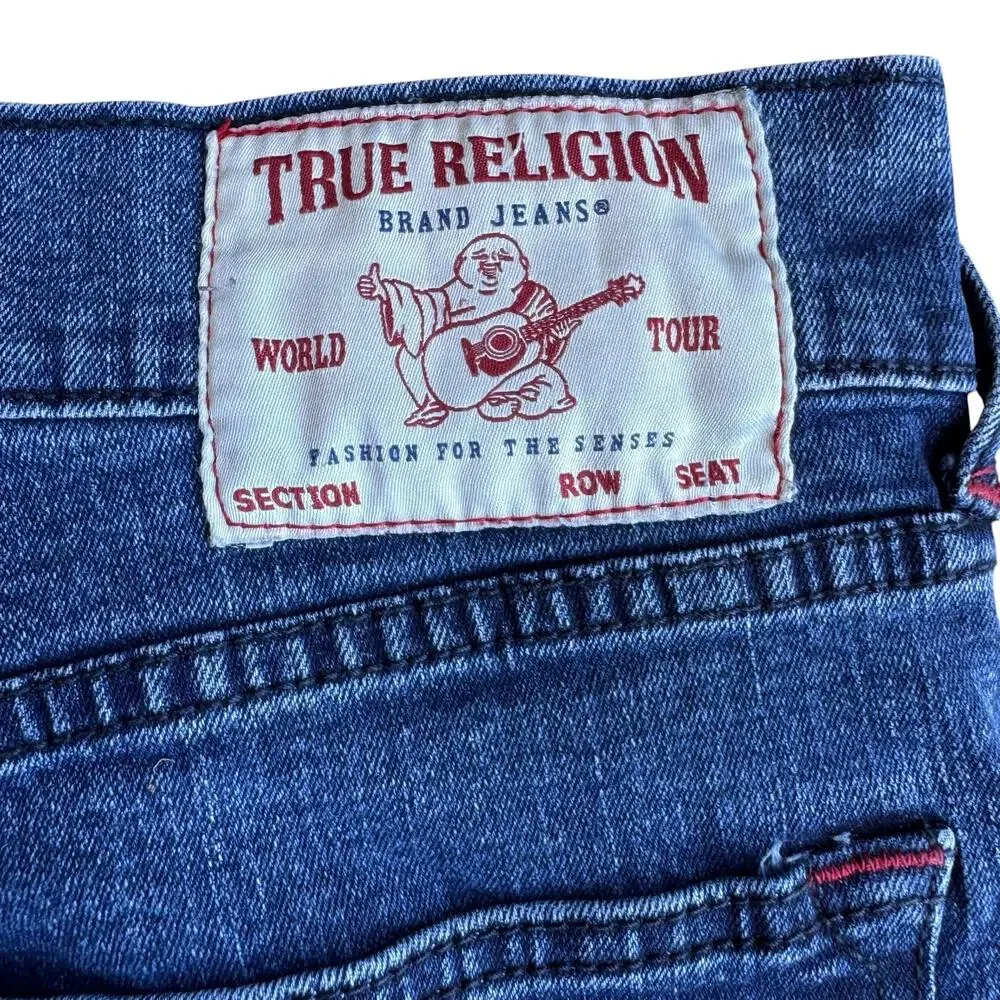 True Religion Mens Ricky Relaxed Straight Dark Wash Stretch Jeans Size 32